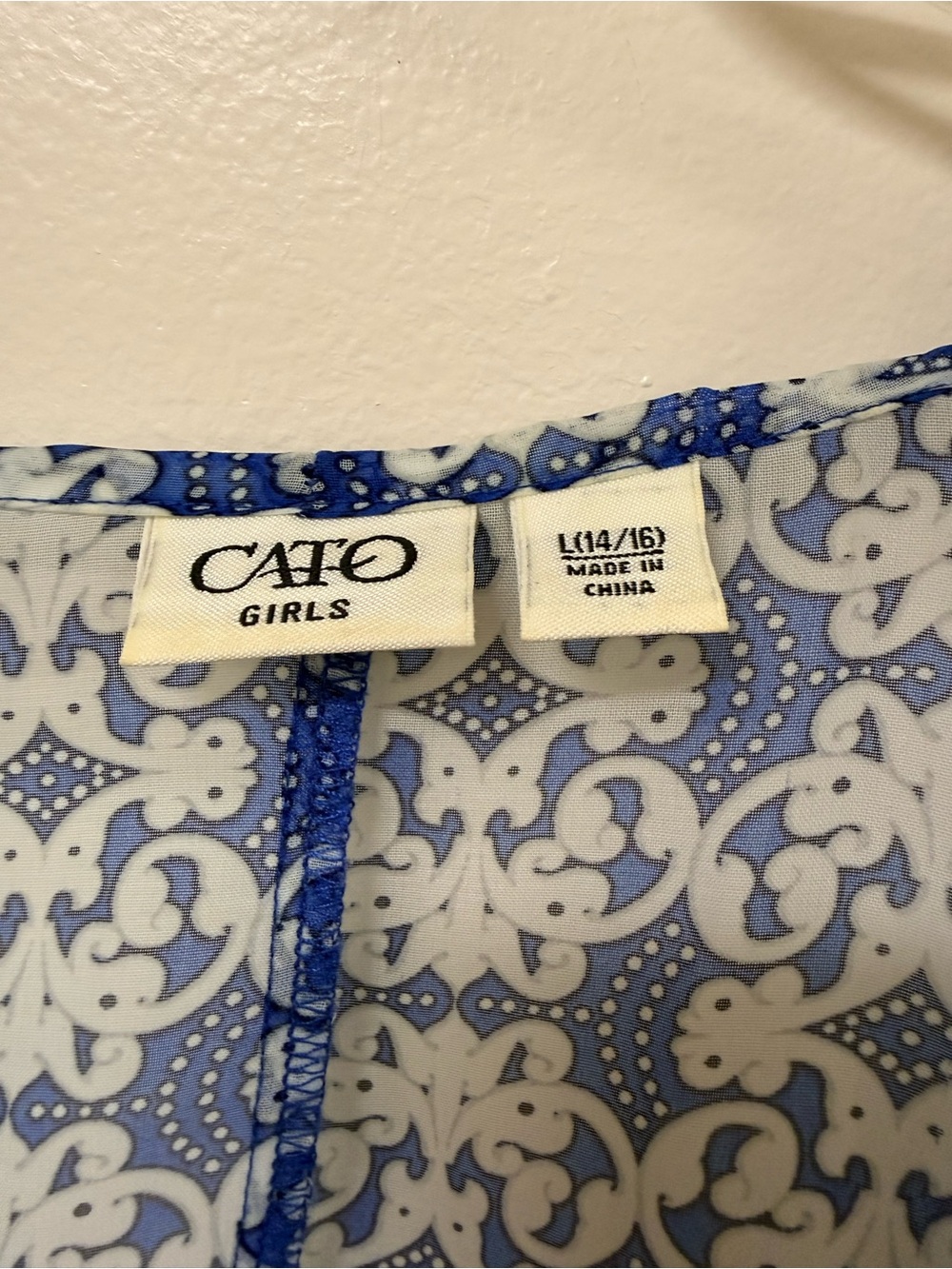 Cato Girls Blue and White Paisley Print Kimono - Picture 5 of 6